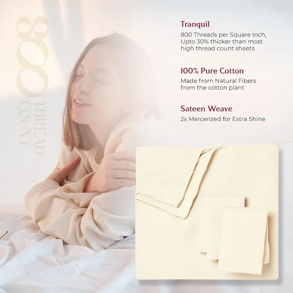 Twin/TwinXL Duvet Cover, 800 Thread Count Sateen 3 Pc Egyptian Cotton